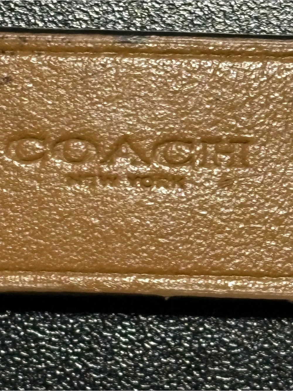 Coach Brown Leather Hang Tag with Gold Chain